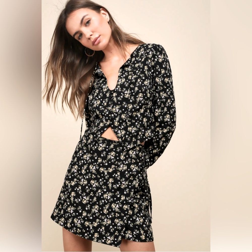 Lulus Floral Two-piece Wrap Mini Dress